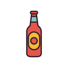 Beer bottle line and fill style icon vector design