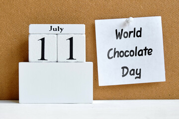 11th july eleventh day month calendar concept World Chocolate Day.