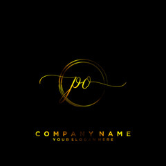 PO Initial handwriting logo vector	
