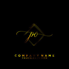 PO Initial handwriting logo vector	
