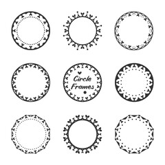 Love Dot Circle Frames Set. Elements for design. Cute Lovely Circle Frames. Design label, badge, packaging, and more.