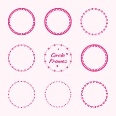 Love Dot Circle Frames Set. Elements for design. Cute Circle Frames with love, line, dot, and splash. Design label, badge, packaging, and more.