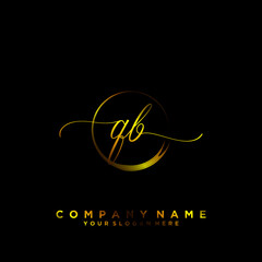 QB Initial handwriting logo vector	
