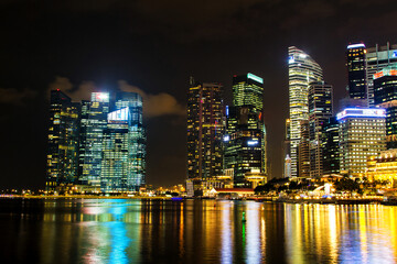 SINGAPORE - November 14: The Singapore skyline shines. Singapore has a highly developed...