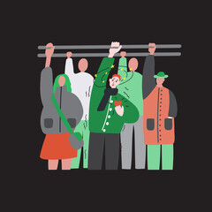 Panic attack in public transport. Vector on a white background. Illustration for websites, brochures, magazines.