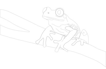 Frog sitting on the branch. Animal minimalistic  isolated vector illustration.