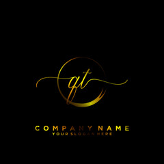 QT Initial handwriting logo vector	
