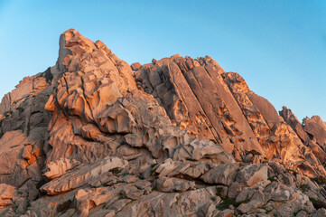 Red rocky landscape in Costa paradiso in Sardinia. Italy