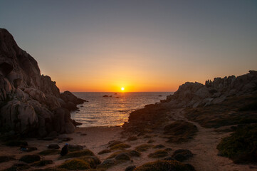Beautiful sunset in Paradise coast. Sardinia, Italy