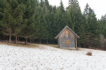 wooden house in the mountains