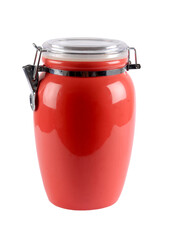 jars for cereals on white background