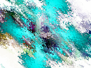 Green violet abstract watercolor background with splashes