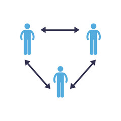 Social distancing between human avatars flat style icon vector design