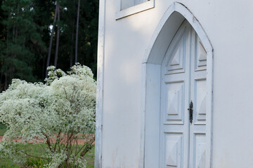 old door with iron handle old rustic chapel