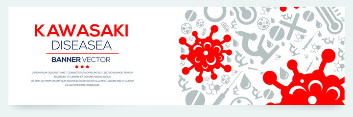 Creative (Kawasaki disease) Banner Word with Icons ,Vector illustration. - obrazy, fototapety, plakaty