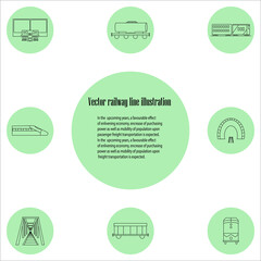 Vector railway, train line icons