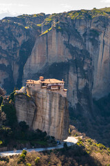 It's Monastery complex in Meteora mountains, Thessaly, Greece. UNESCO World Heritage List