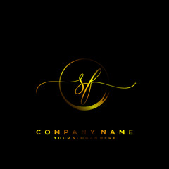 SF Initial handwriting logo vector	
