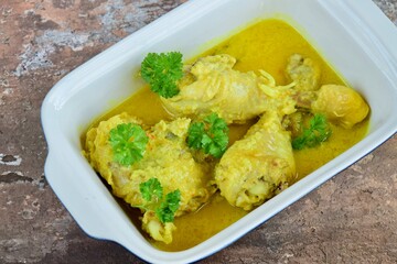 Opor Ayam (Indonesian Cuisine), Chicken cooked in coconut milk and spices