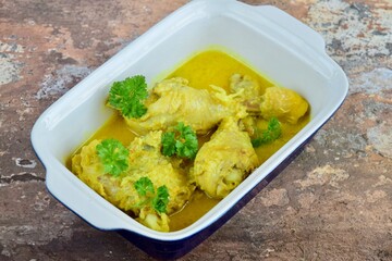 Opor Ayam (Indonesian Cuisine), Chicken cooked in coconut milk and spices
