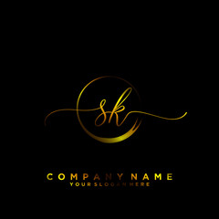 SK Initial handwriting logo vector	
