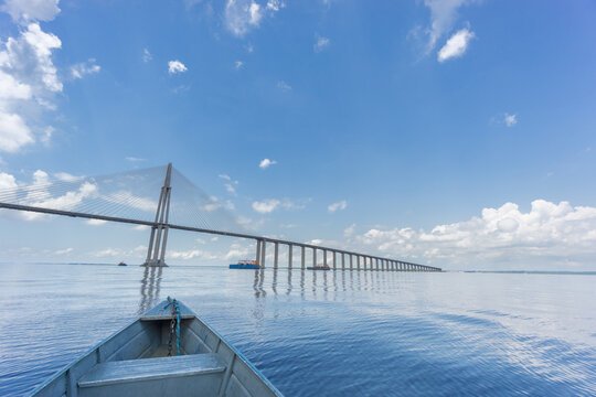 The center of Manaus Iranduba Bridge, also called Ponte Rio Negro in Brazil