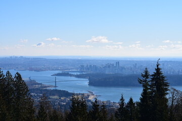 lake and mountains cityscape view point