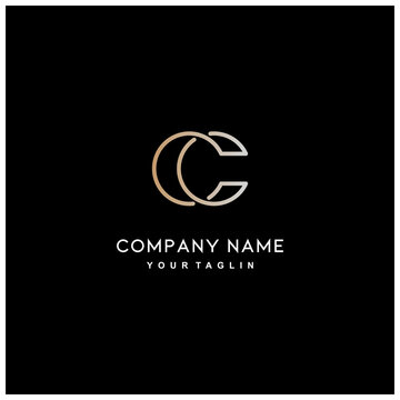 Logo C monogram modern letter, CC elegant business card emblem, overlapping lines symbol