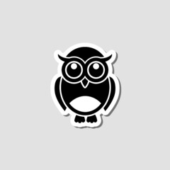 Owl sticker icon isolated on gray background