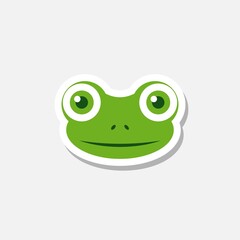 Frog head sticker icon isolated on gray background