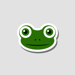 Frog head sticker icon isolated on gray background