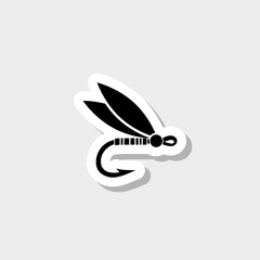 Fly fishing lure concept sticker isolated on gray background