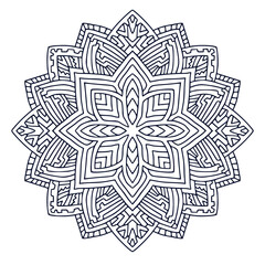 Mandala art design. Coloring book page. Hand drawn mandala for interior print