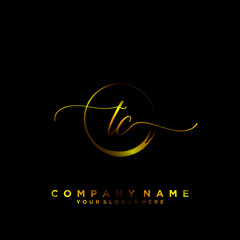 TC Initial handwriting logo vector
