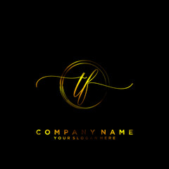 TF Initial handwriting logo vector