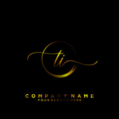 TI Initial handwriting logo vector