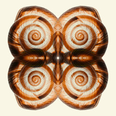 Abstract surreal snail shell pattern in beige color. Geometric shell pattern