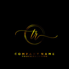 TR Initial handwriting logo vector
