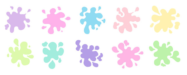 Set of color paint blots. Splash on a white background.