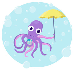 Octopus with an umbrella