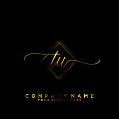 TU Initial handwriting logo vector