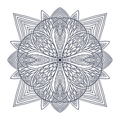 Mandala art design. Coloring book page. Hand drawn mandala for interior print