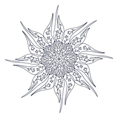 Mandala art design. Coloring book page. Hand drawn mandala for interior print