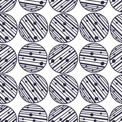 Seamless pattern with linear circles. Background for fabric or wallpaper. Repeating pattern in decorative hand drawn style. Textile design for clothes and linen