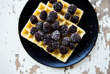 Belgian waffles with blackberry