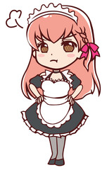 プンプンするアニメ風のメイドさん
