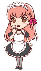 心配するアニメ風のメイドさん
