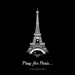 Vector Eiffel Tower, symbol de France. Tribute to the victims of the attack in Paris 13 November 2015 terrorist attack in Paris
