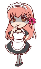 悪だくみをするアニメ風のメイドさん