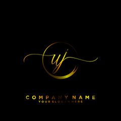 UJ Initial handwriting logo vector